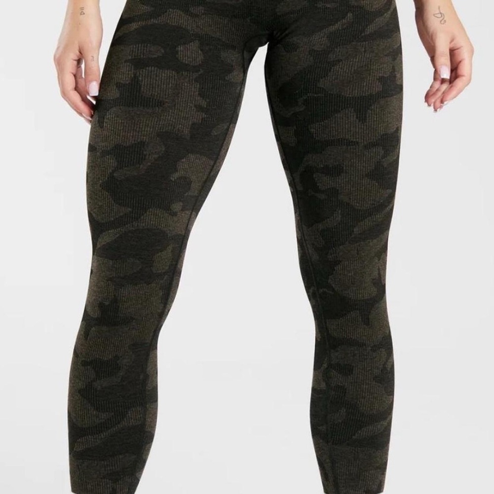 Gymshark Green and Black Camouflage Leggings